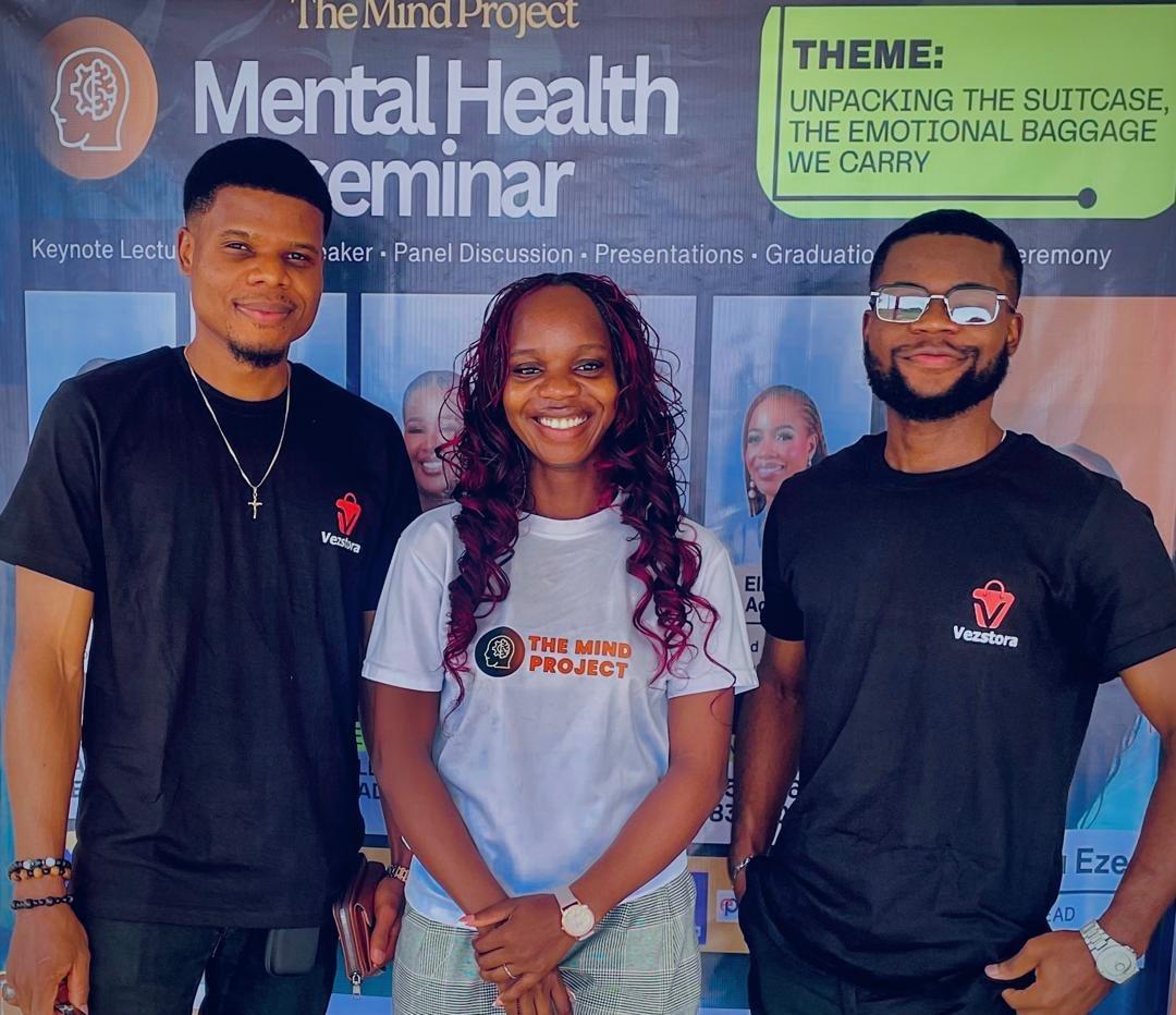 Victor Eze representing Vezstora at The Mind Project Mental Health Seminar