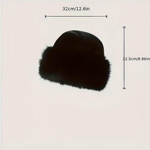 Chapeau d'hiver en faux fourrure élégant pour femmes - Casquette mongole épaisse et chaude avec protection des oreilles, design minimaliste tendance en crème/marron/blanc/noir — image 3