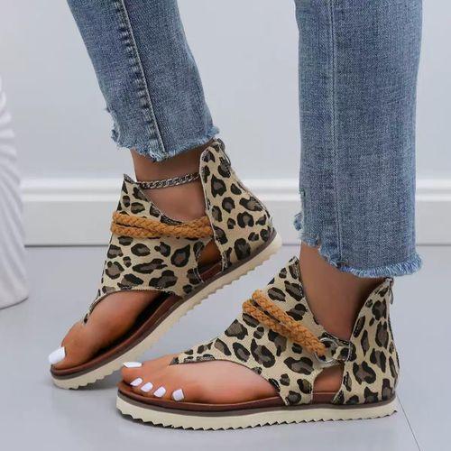 Women's New Roman Sandals with Leopard Print and Back Zipper - image 5